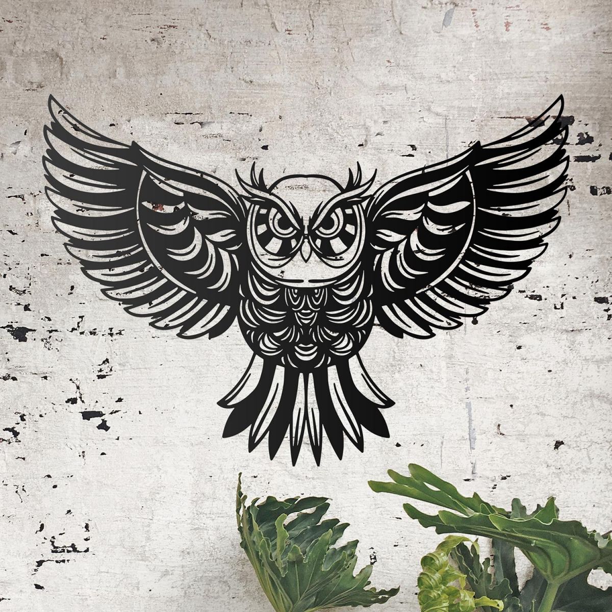 "Great Horned Owl" Wall Art on a Rustic Brick Wall
