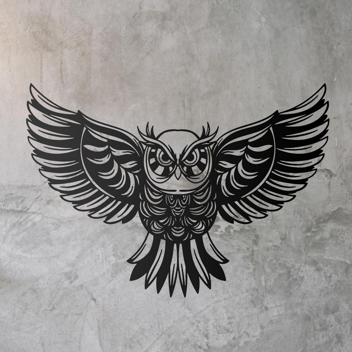 "Great Horned Owl" Wall Art in Situ on a Rustic Brick Wall