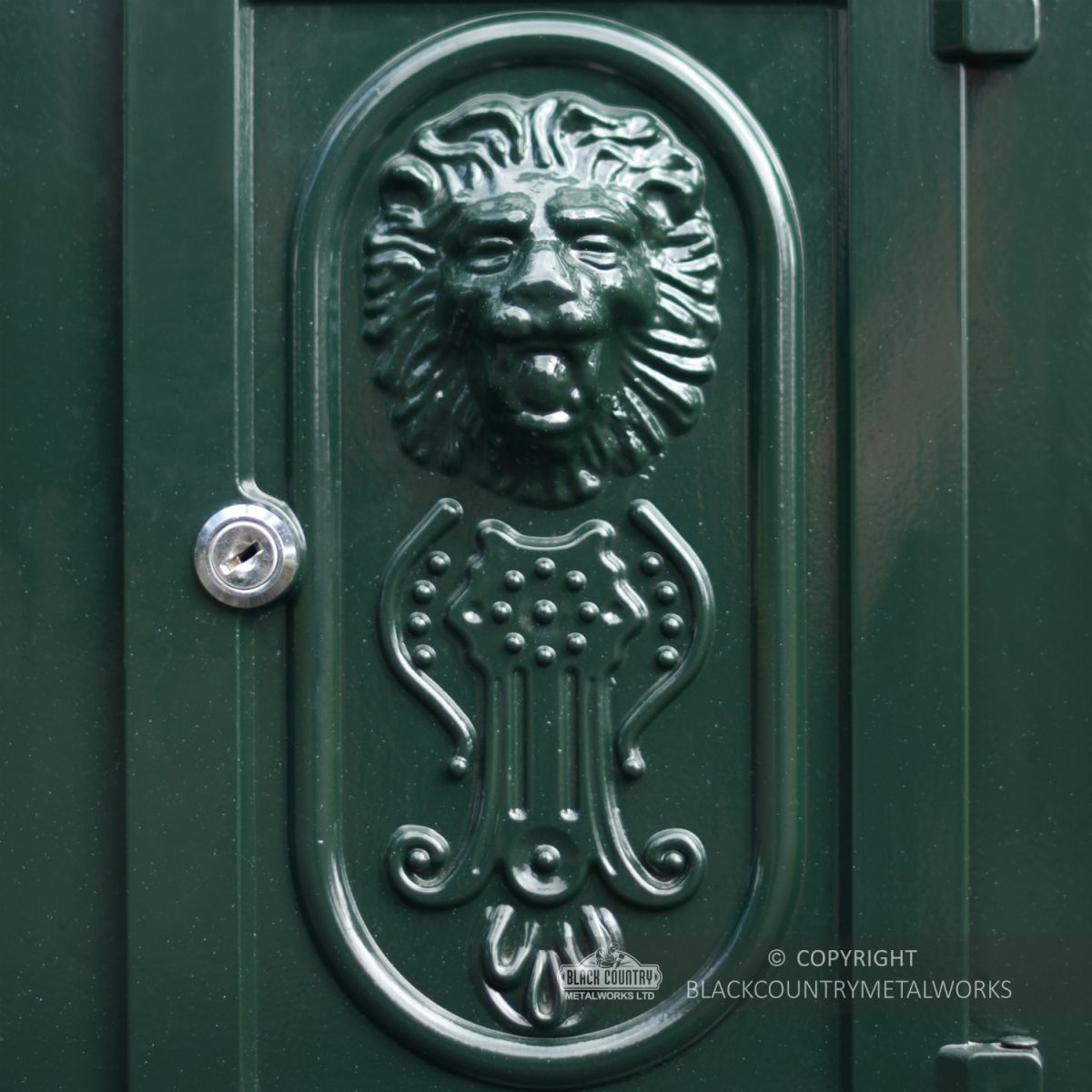 Green Camden Free Standing Post Box Lion Motif
