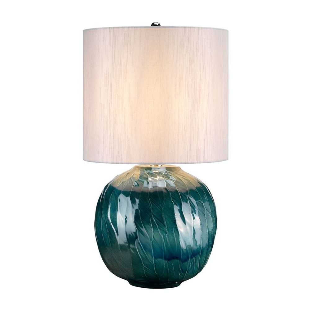 Green Globe Table Lamp On