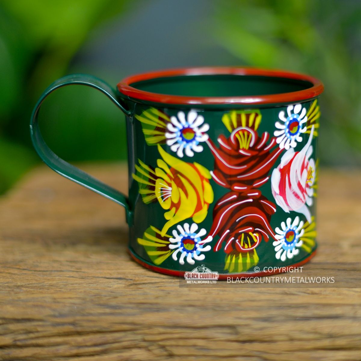 Buckby Narrowboat Style Hand Painted Mug Finished in Green