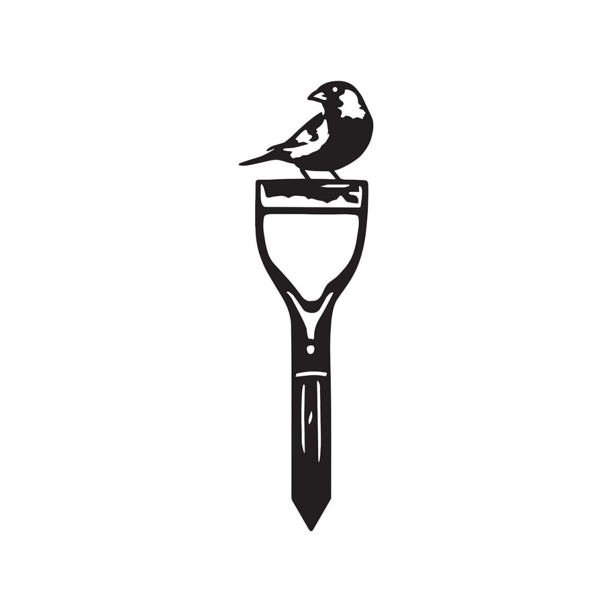 Close-Up of Greenfinch Bird Sheet Steel Silhouette in Black Finish