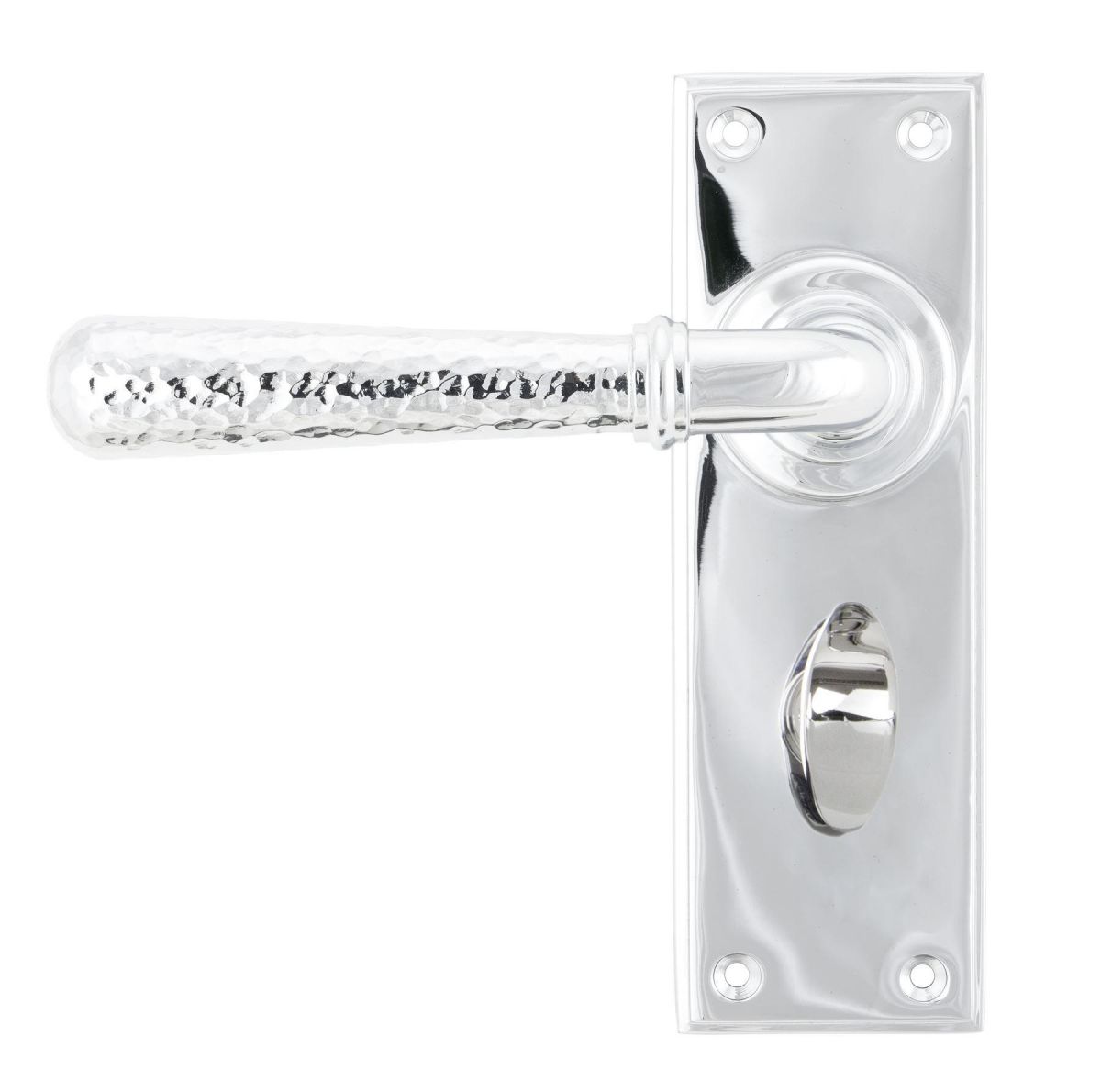Hammered Bright Chrome Lever Bathroom Door Handle