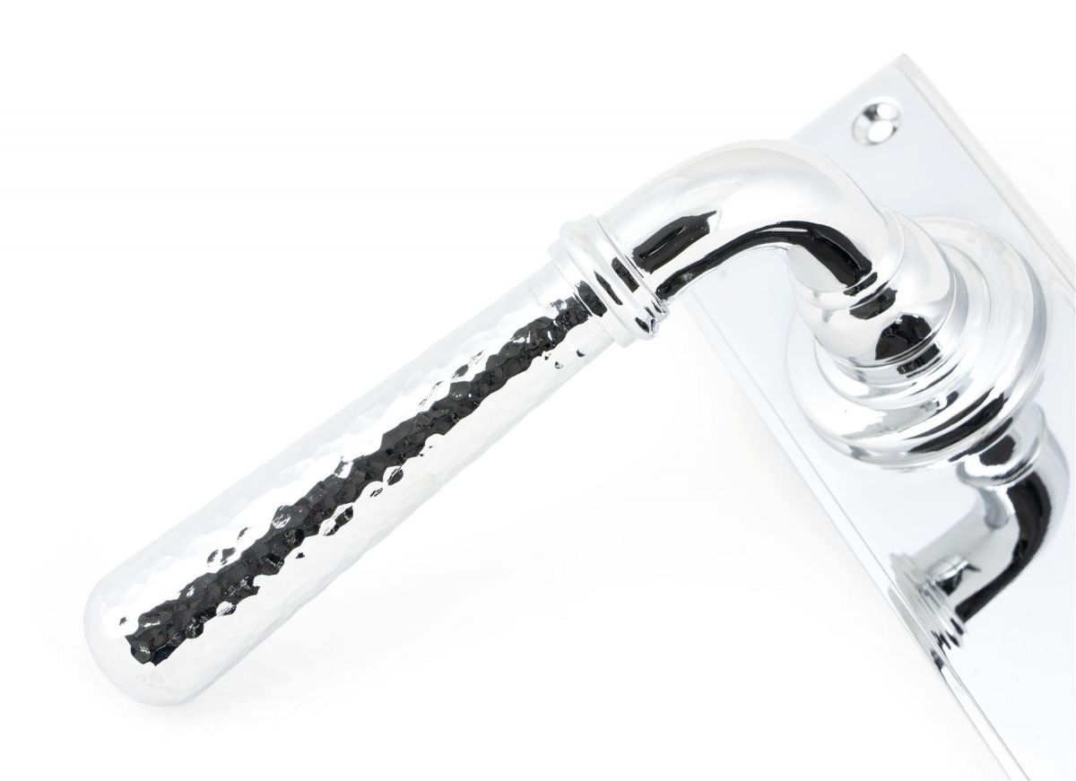 Hammered Bright Chrome Lever Latch Door Handle Close-Up