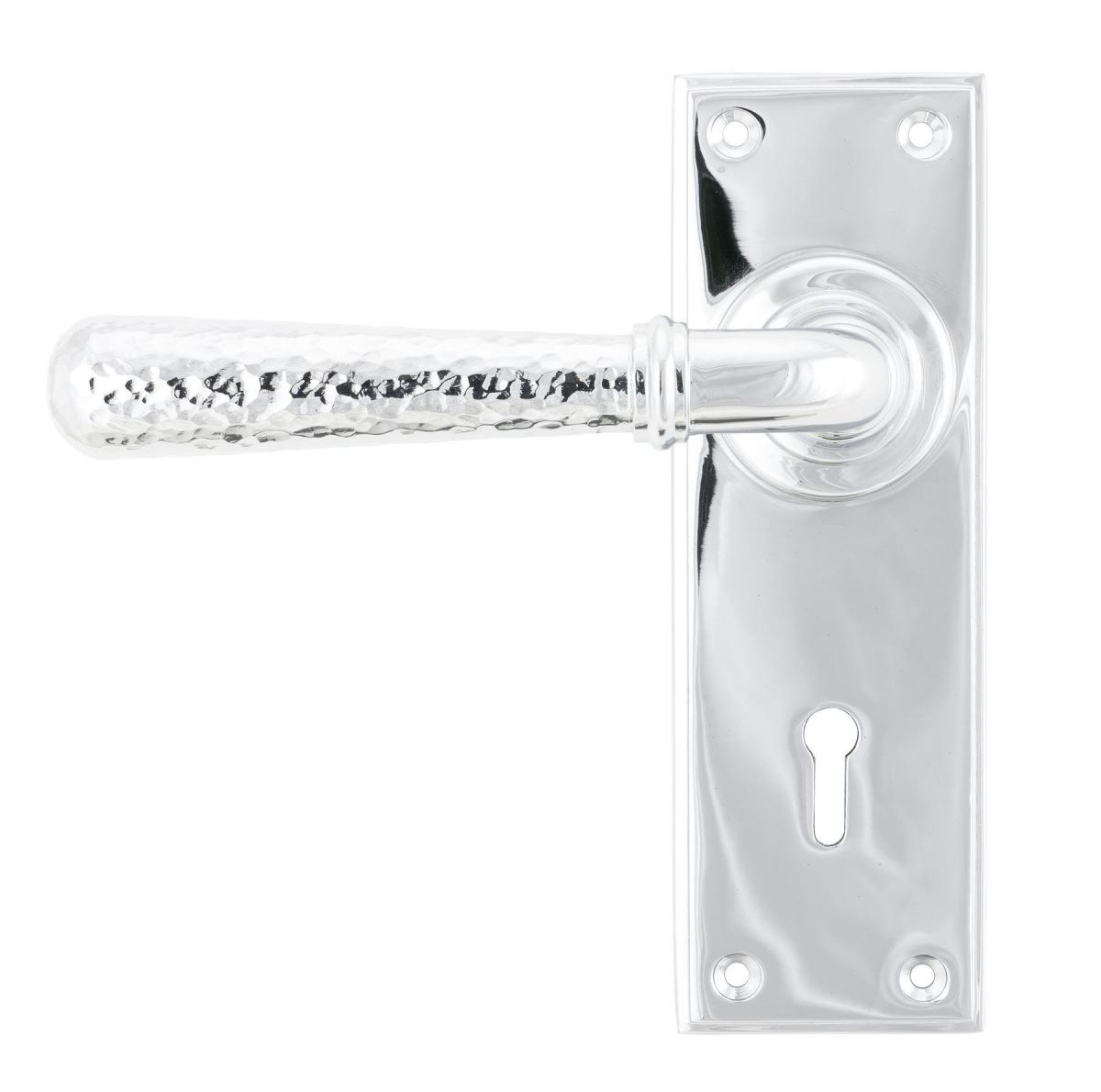 Hammered Bright Chrome Lever Lock Door Handle