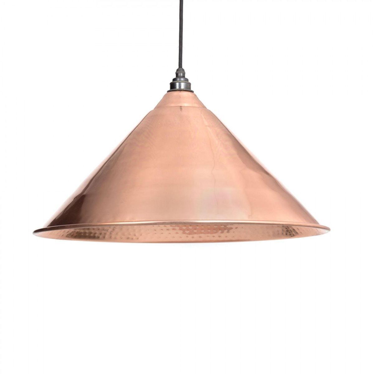 Hammered Copper Conical-Shaped Hanging Pendant Light