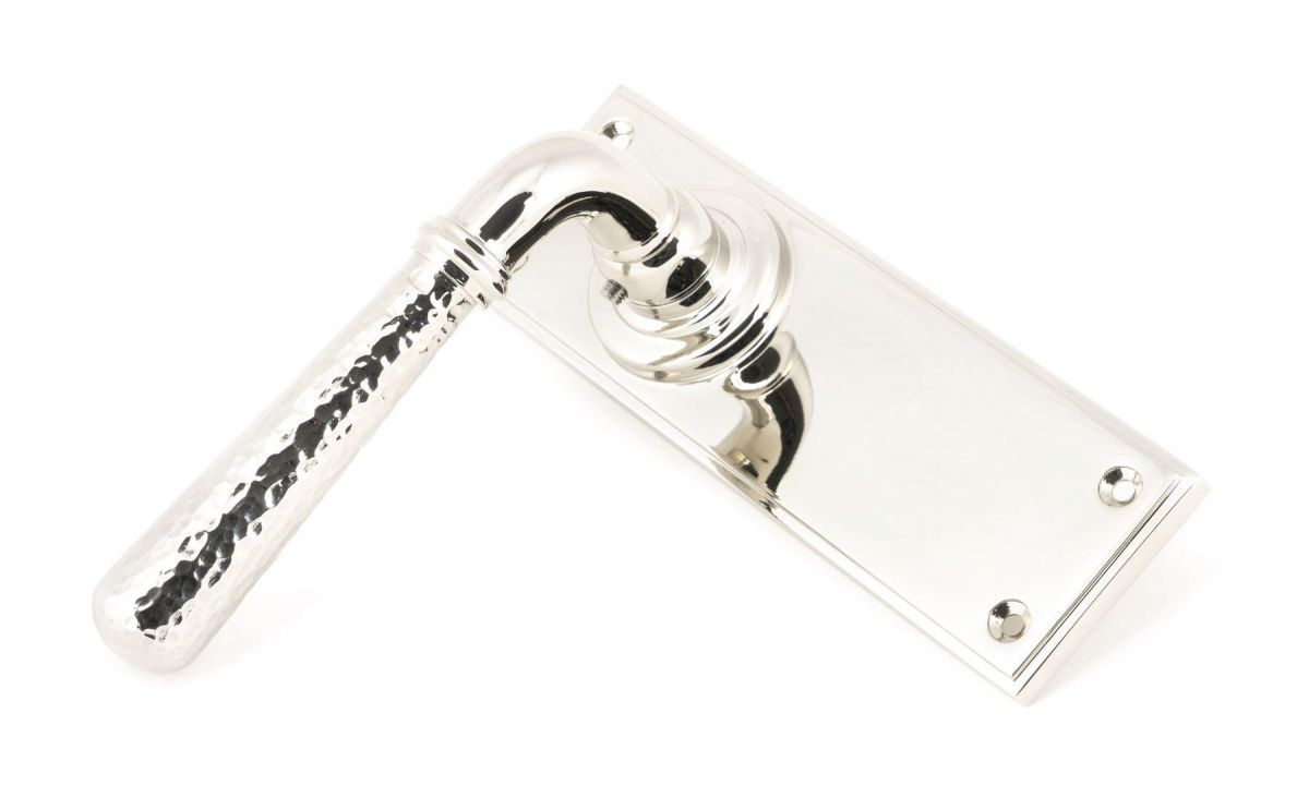 Hammered Polished Nickel Lever Latch Door Handle Side View