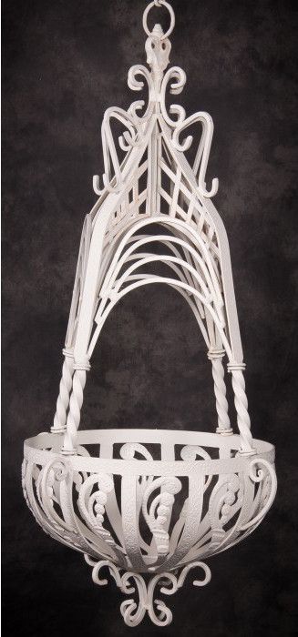 “Eugenia House” Ornate Hanging Basket & Bracket in a Cream Finish