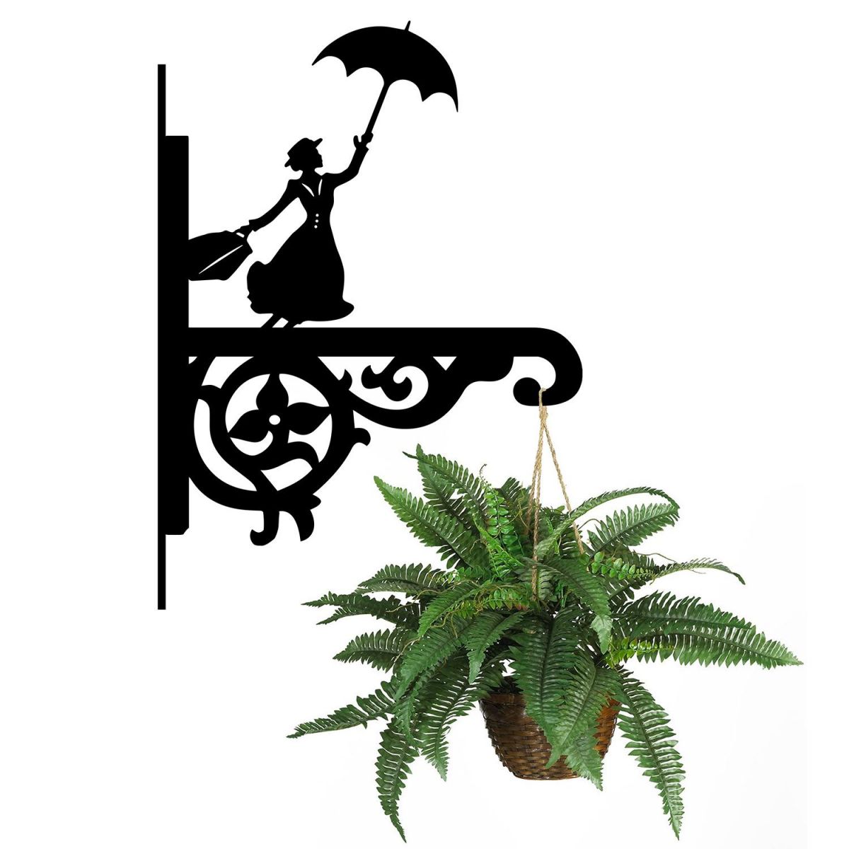 Ornate Mary Poppins Bracket Holding a Flower Basket