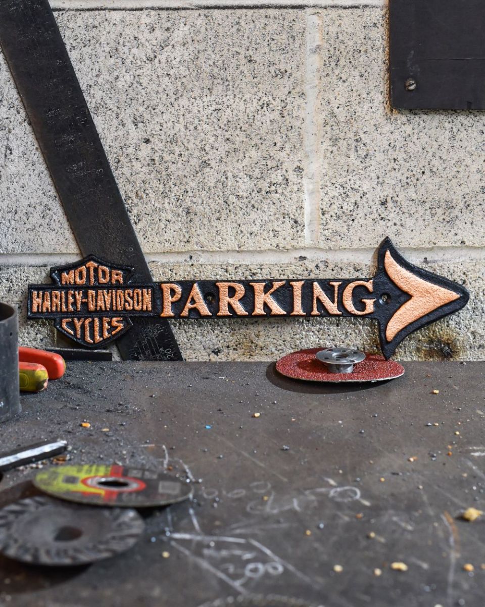 Harley Davidson Parking Vintage Style Cast Iron Sign