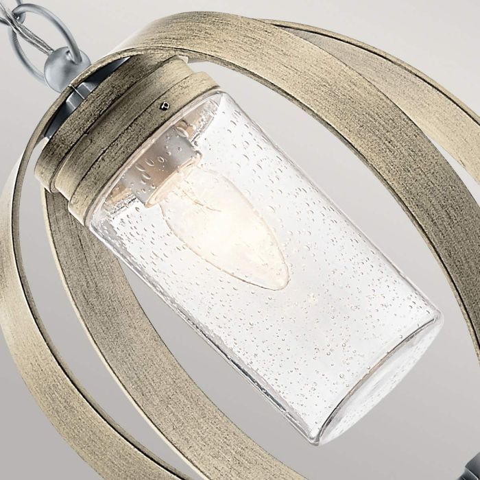 "Hartfield" Modern Hanging Pendant Light in Antique Grey Glass Casing Close Up