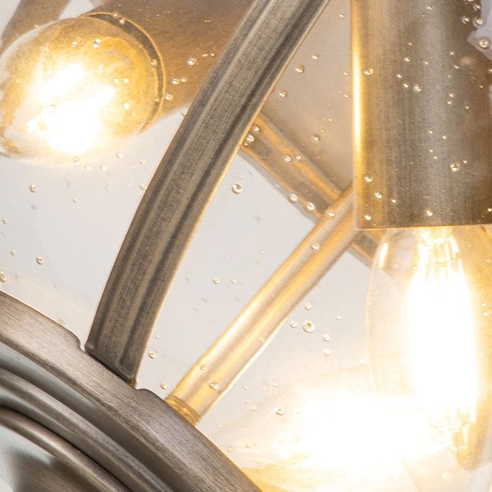 "Haslington" Traditional Three Bulb Flush Ceiling Lantern Close Up Bulb Detail