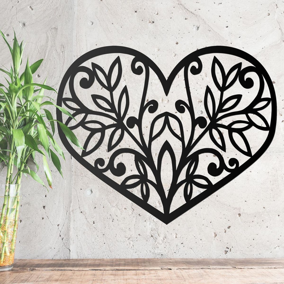 Flower Foliage Heart Wall Art in Situ in the Home