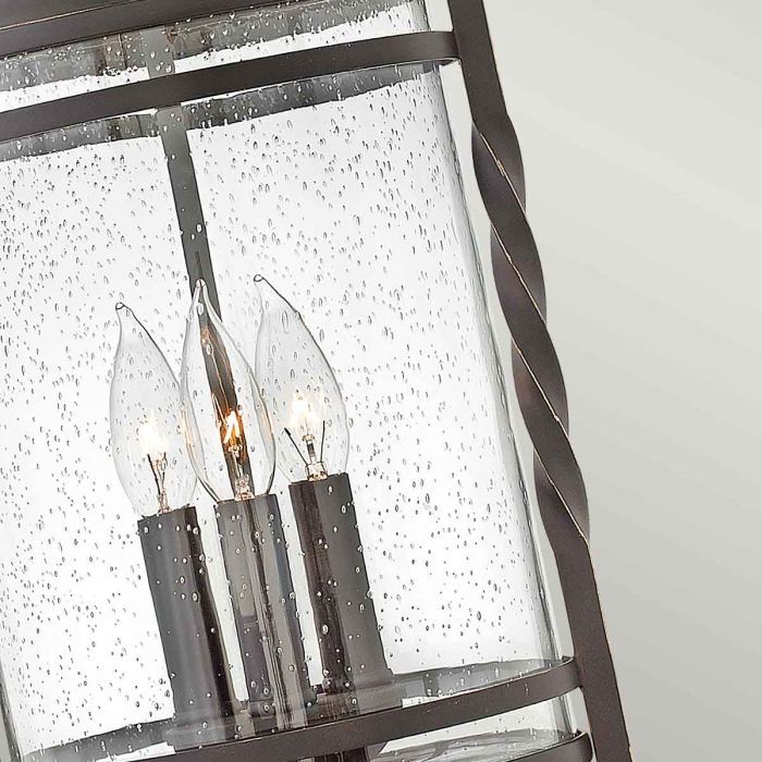 Heaton Ornate Traditional Chain Lantern in Midnight Black Glass Detailing