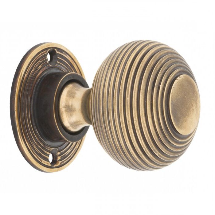 Heavy Duty Antique Brass Beehive Door Knobs 