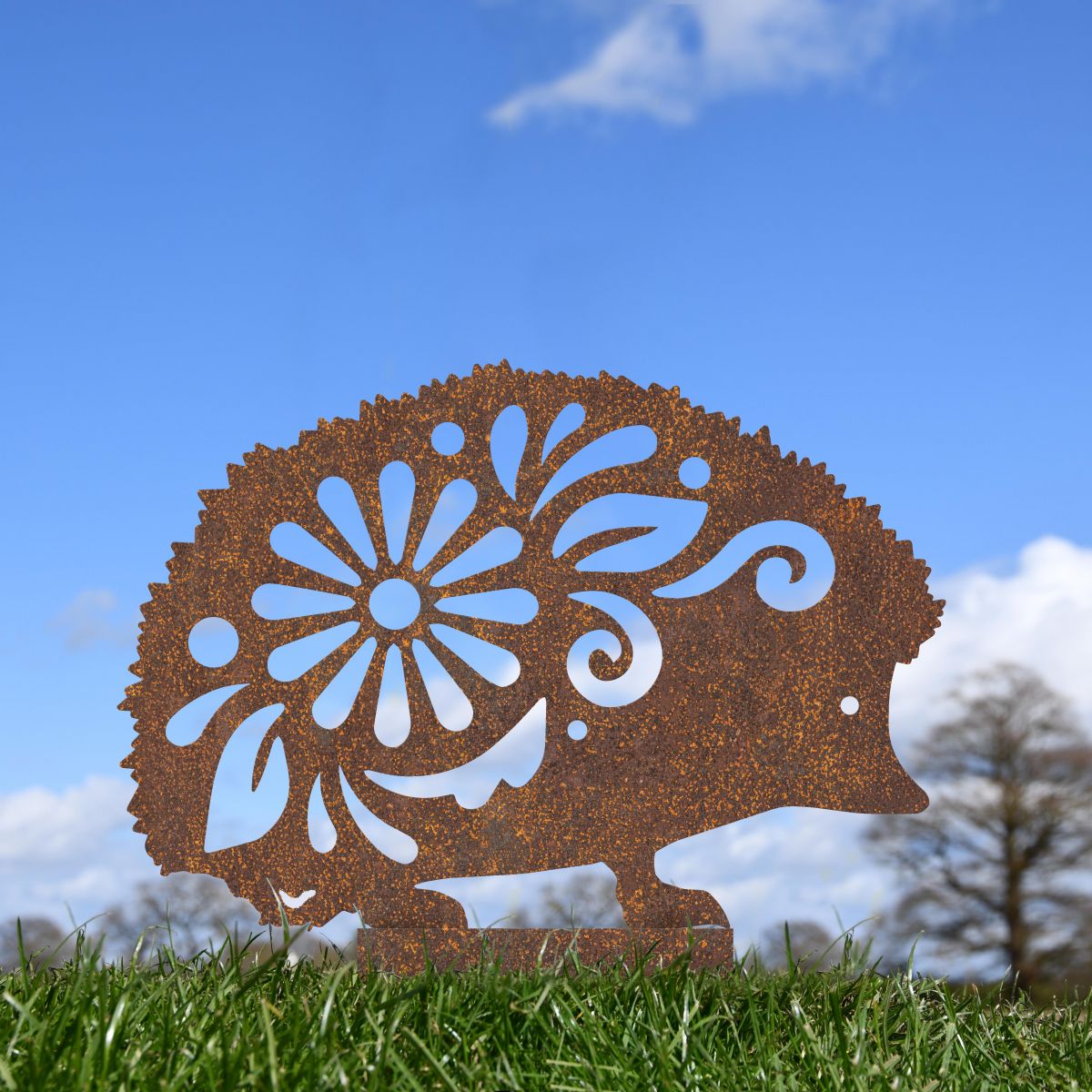 Rustic Floral Hedgehog Silhouette 
