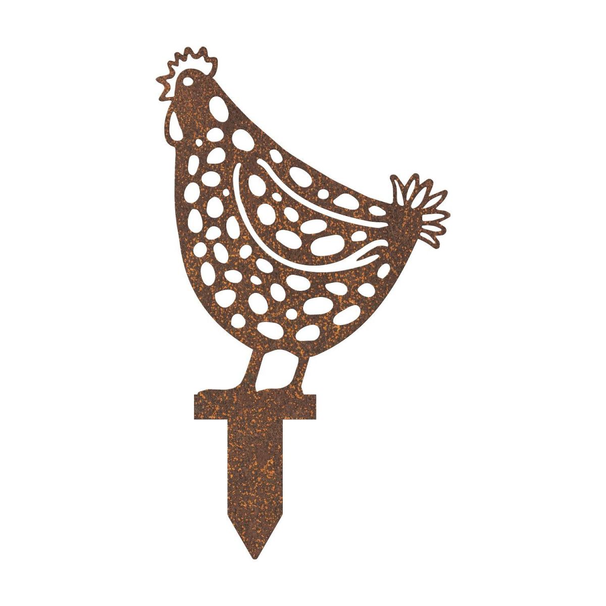 Rustic Spotted Hen Silhouette with Ground Spike 