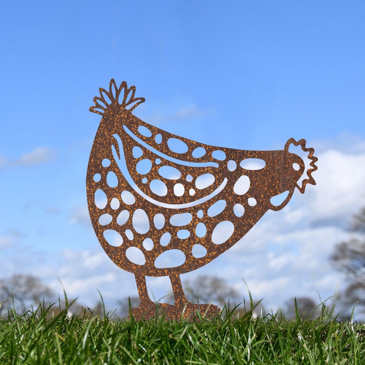 Rustic Pecking Hen Silhouette