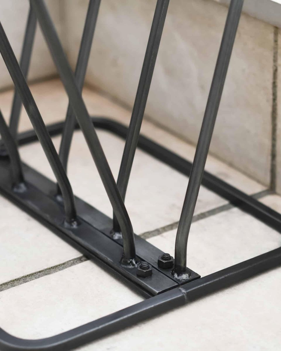 Close-Up of Metal Frame on 4 Pair Boot or Wellie Rack