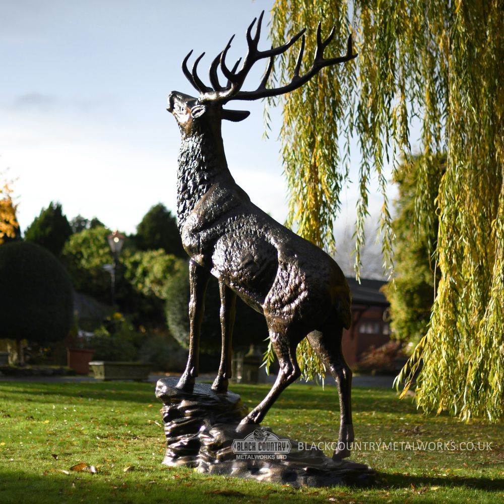 "Highland Prince" Stag on Rock Sculpture