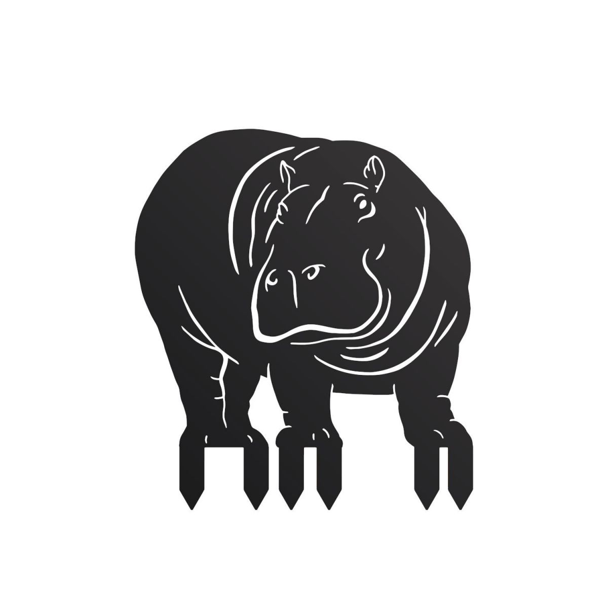 Black Hippo Silhouette - Facing Right with Spikes