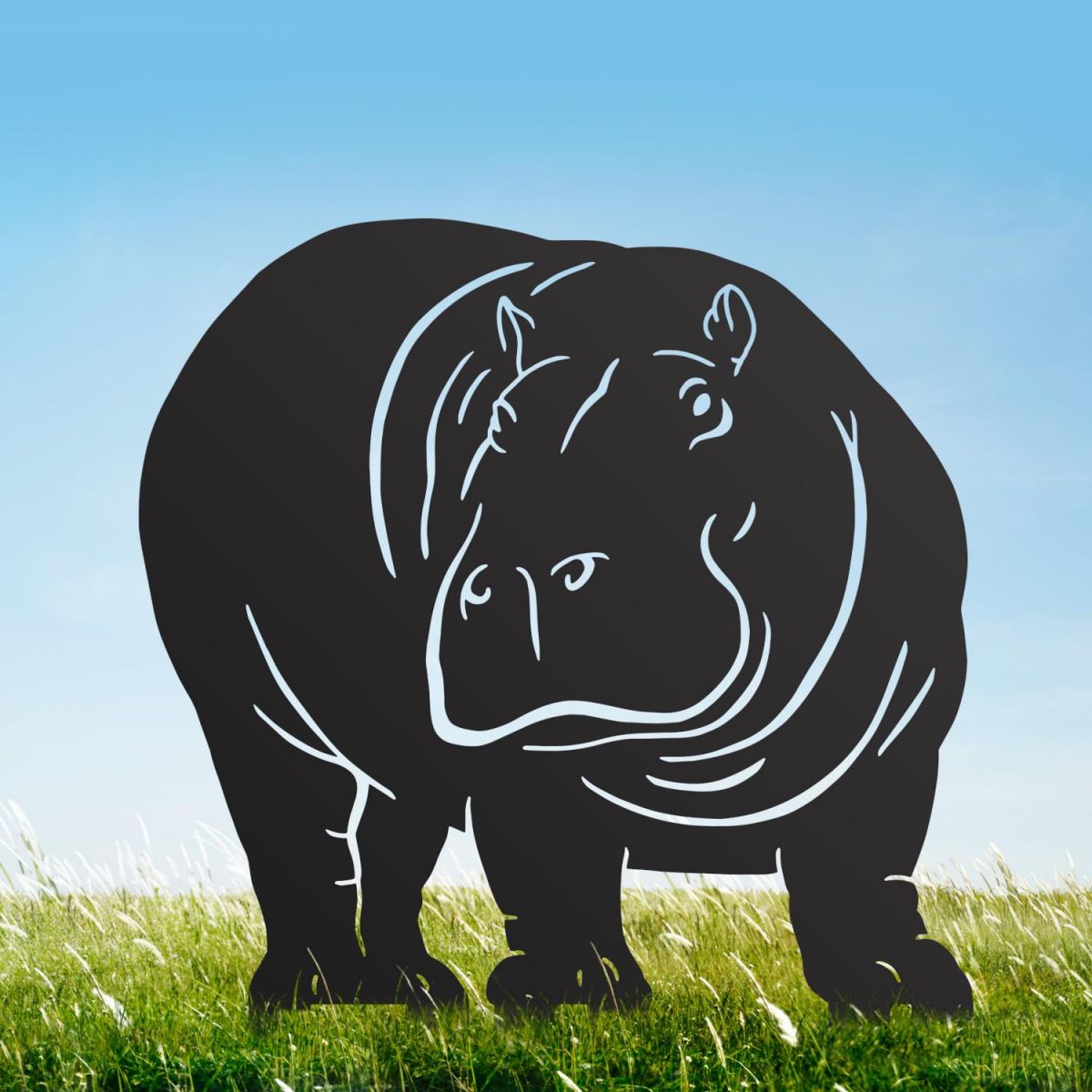 Black Hippo Silhouette - Facing Right