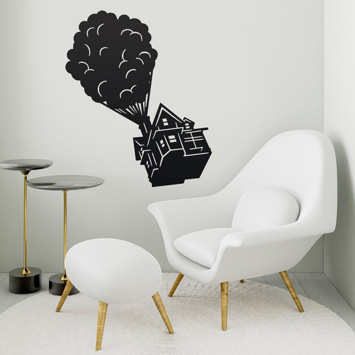 Floating House on Balloons Steel Wall Art in the Sitting Room