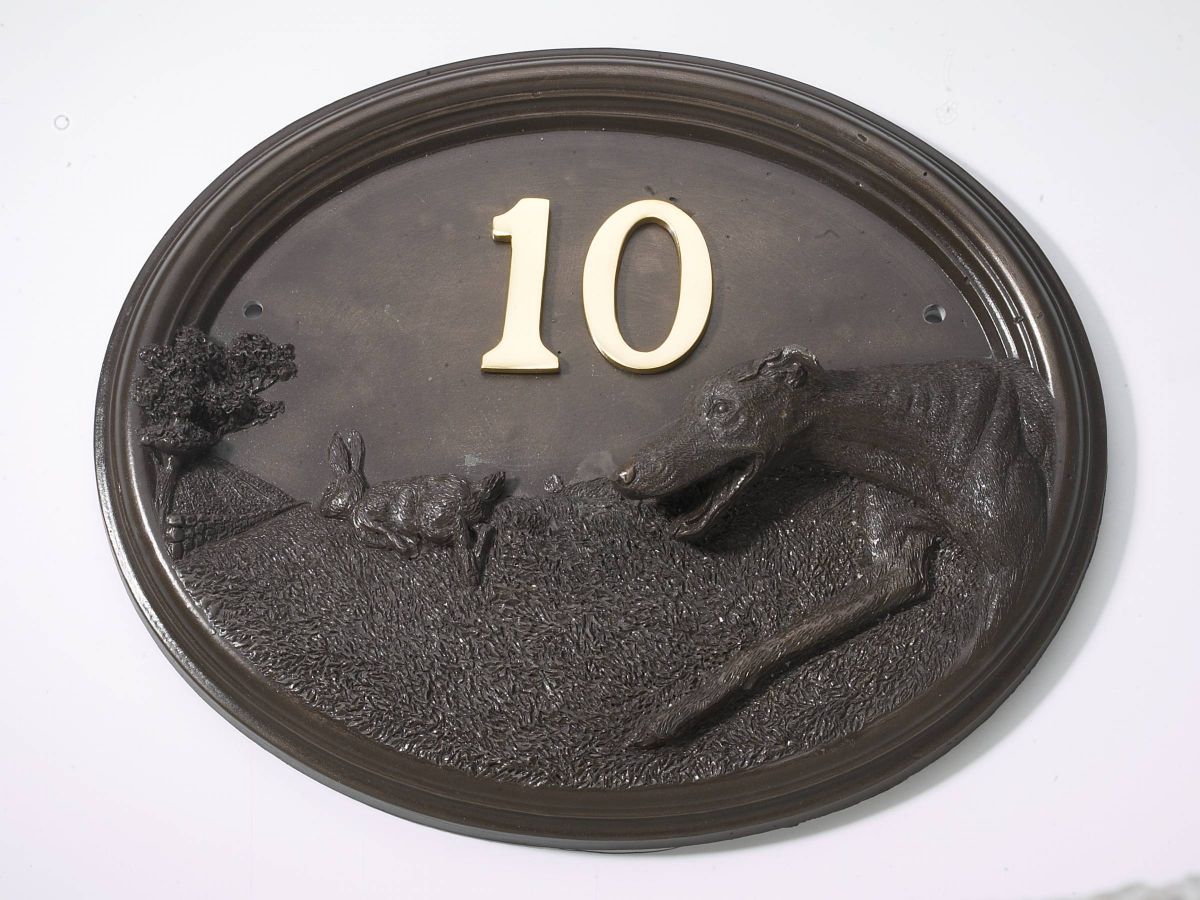 House Number - Bronze Finish - Greyhound - House Sign