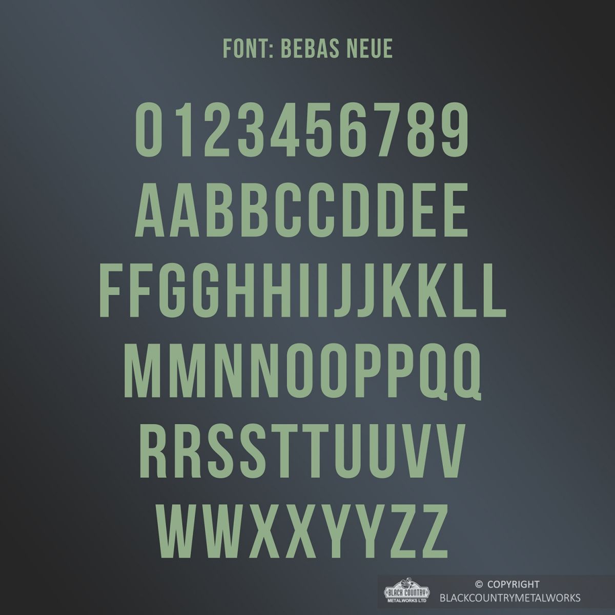 All Letters and Numbers in the Bebas Neue Script Font