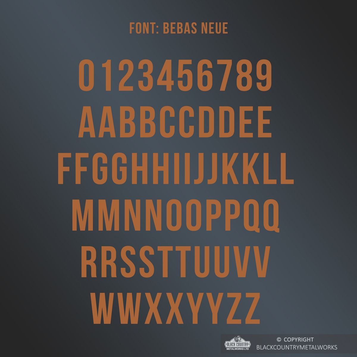 All Letters and Numbers in the Bebas Neue Script Font