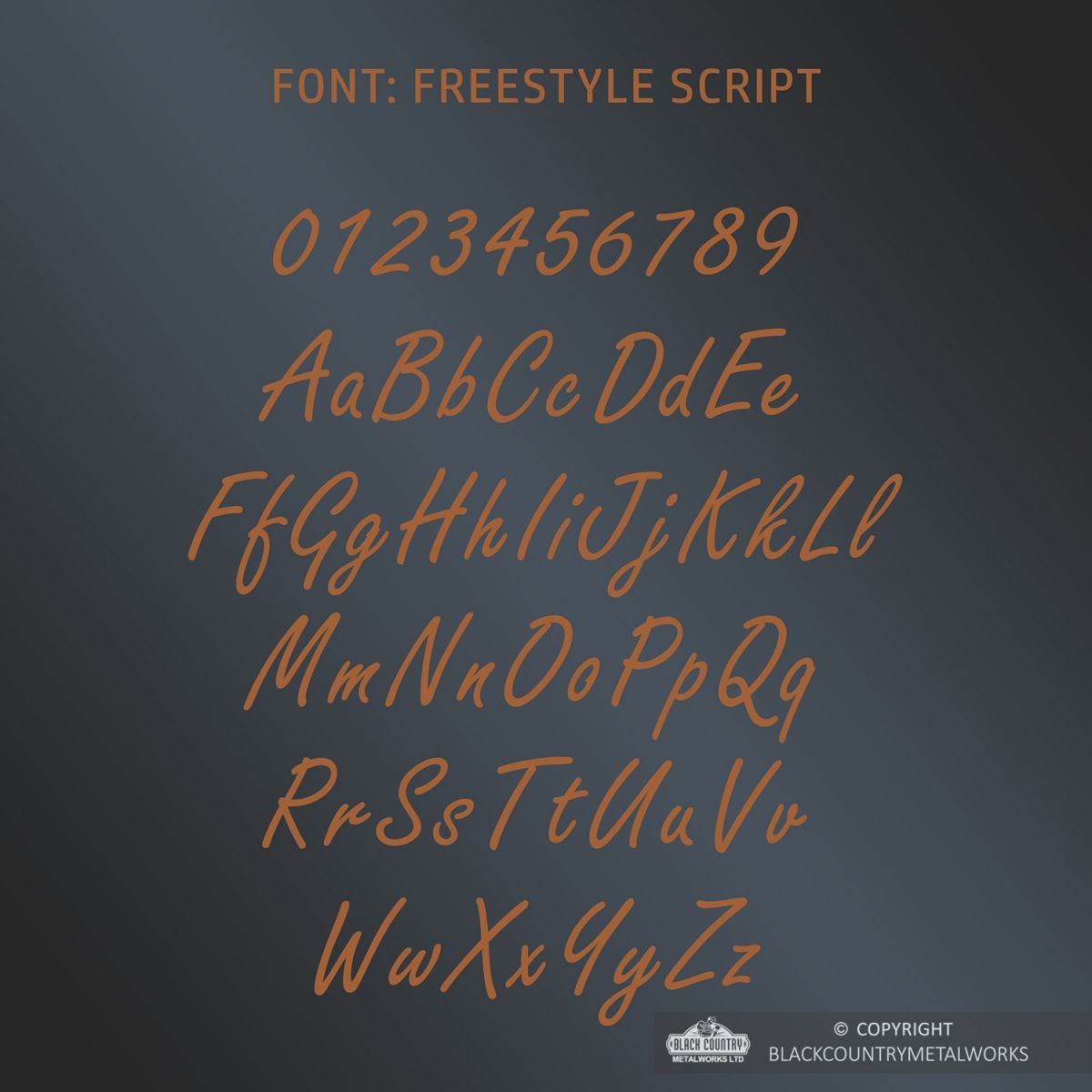 All Letters and Numbers in the Freestyle Script Font