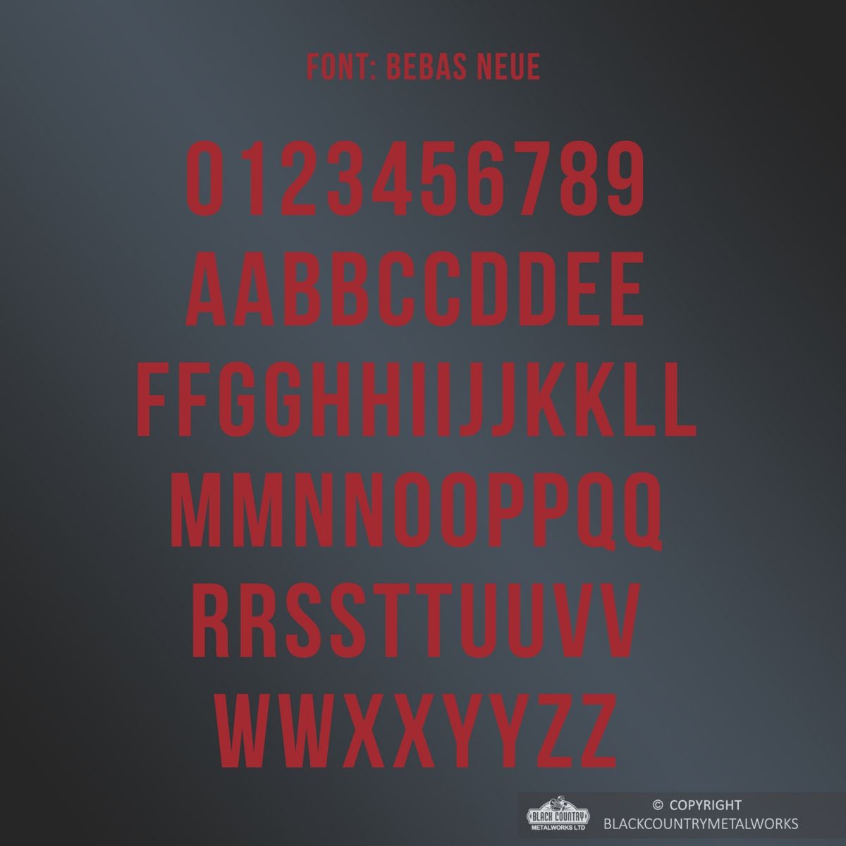 All Letters and Numbers in the Bebas Neue Script Font