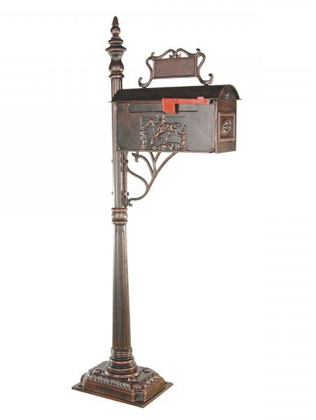 Houston Antique, ornate styled, Post Box with Red Flag mail indicator