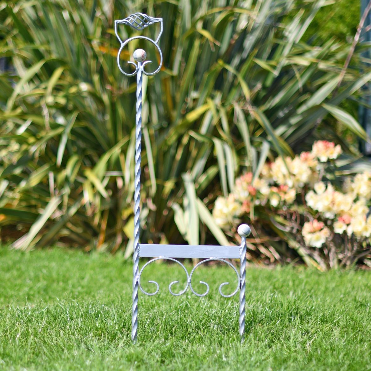 Silver finish wrought iron scroll boot scaper