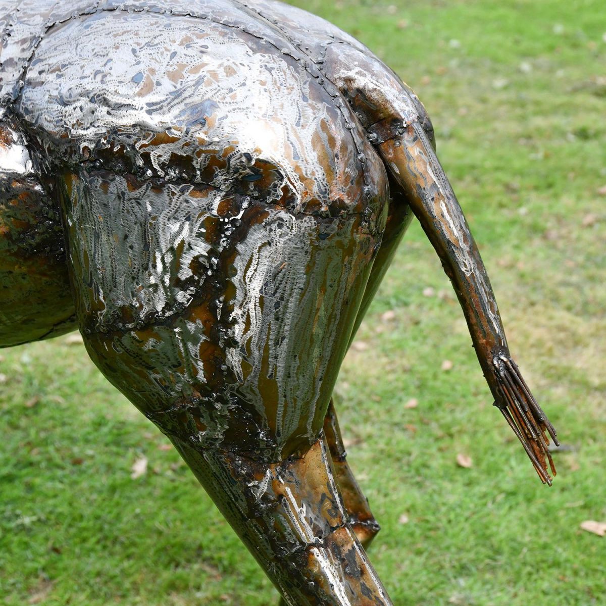 Close-up of the Recycled Metal Finish on the Impala Sculpture