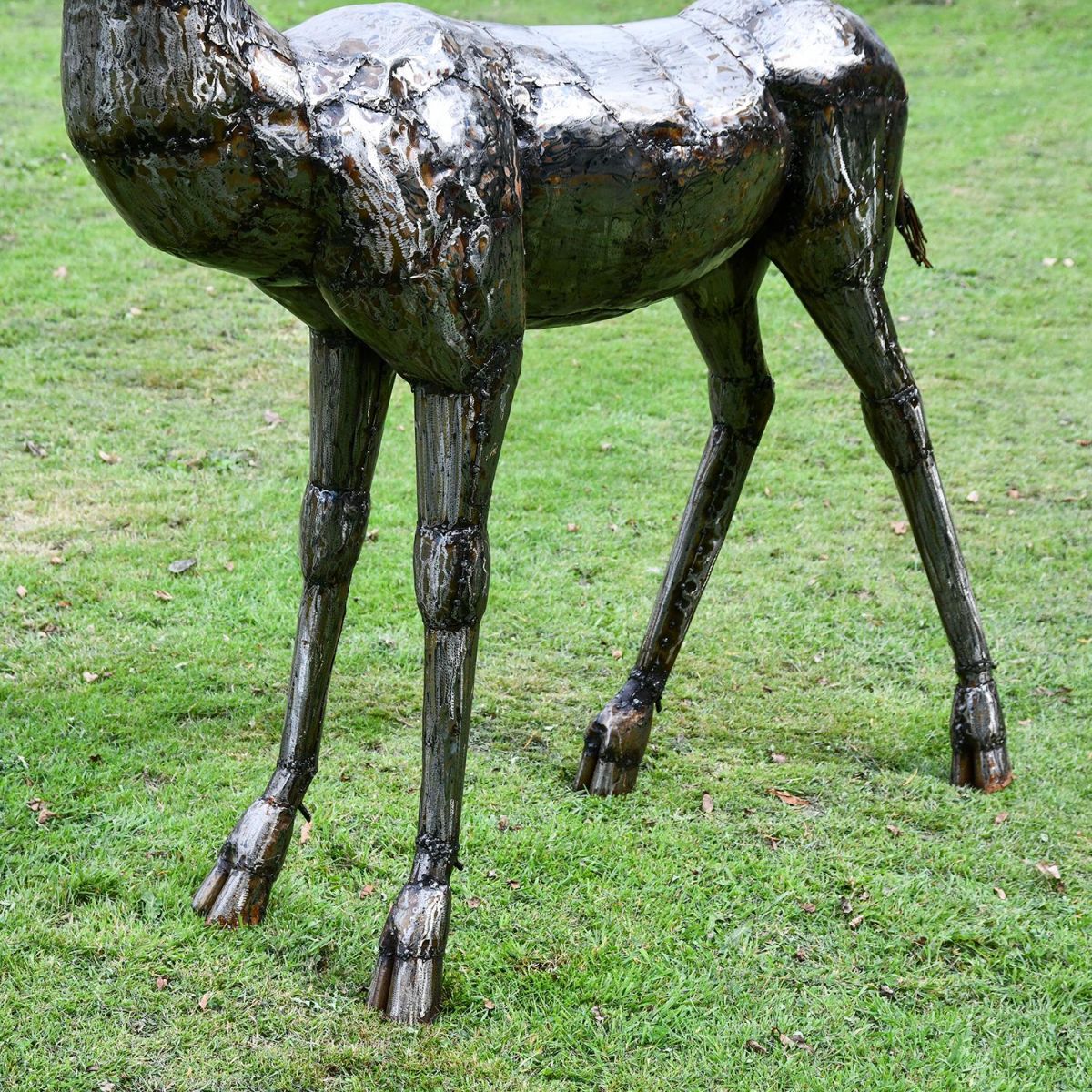 Close-up of the Feet on the Impala Recycled Metal Sculpture