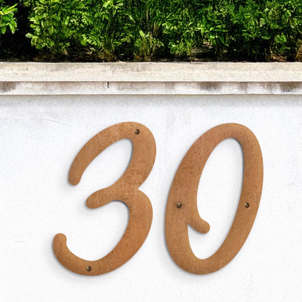 Rustic Individual House Numbers - Hestina Font on garden wall