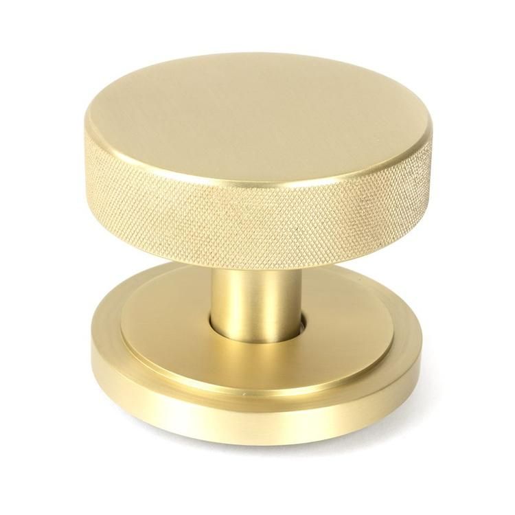 Individual Satin Brass "Temple" Art Deco Centre Door Knob - 90mm