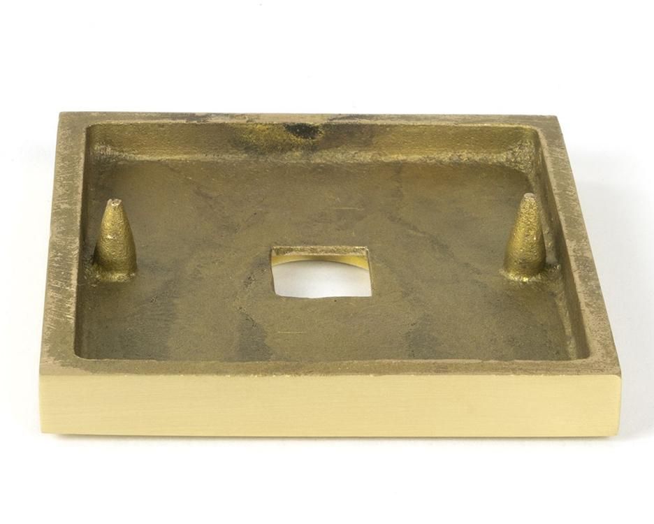 Close-Up of Square Rose for Individual Satin Brass "Temple" Square Centre Door Knob - 90mm