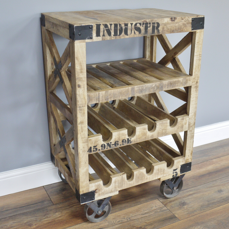 Industrial Crate Wine Trolley in Situ