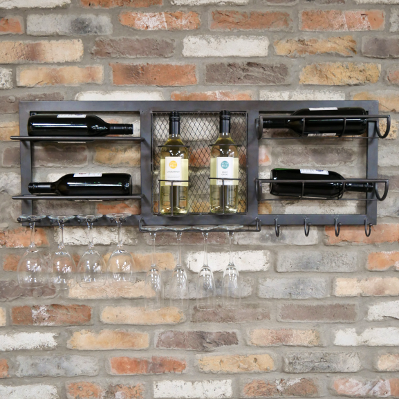 Wine Wall Rack in Situ on the Wall Holding Wine Bottles