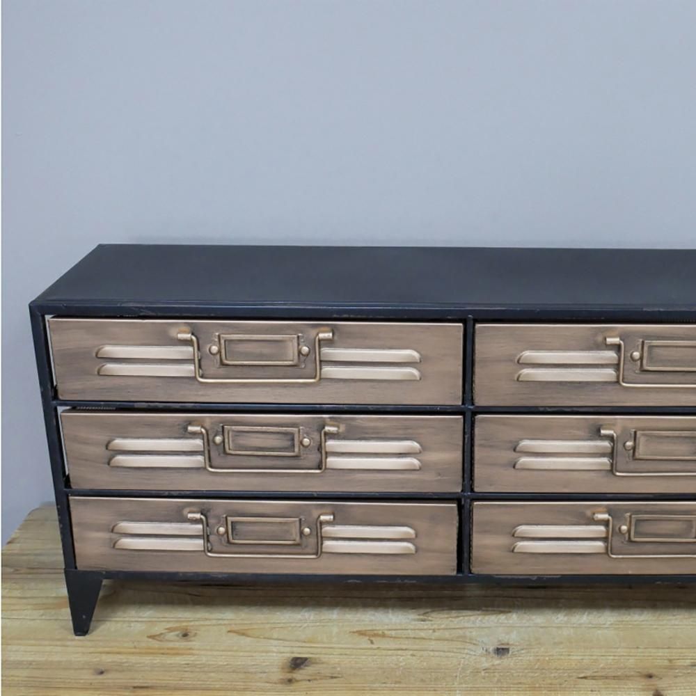 Close-Up of Industrial Style Standard Storage Unit with Six Drawers