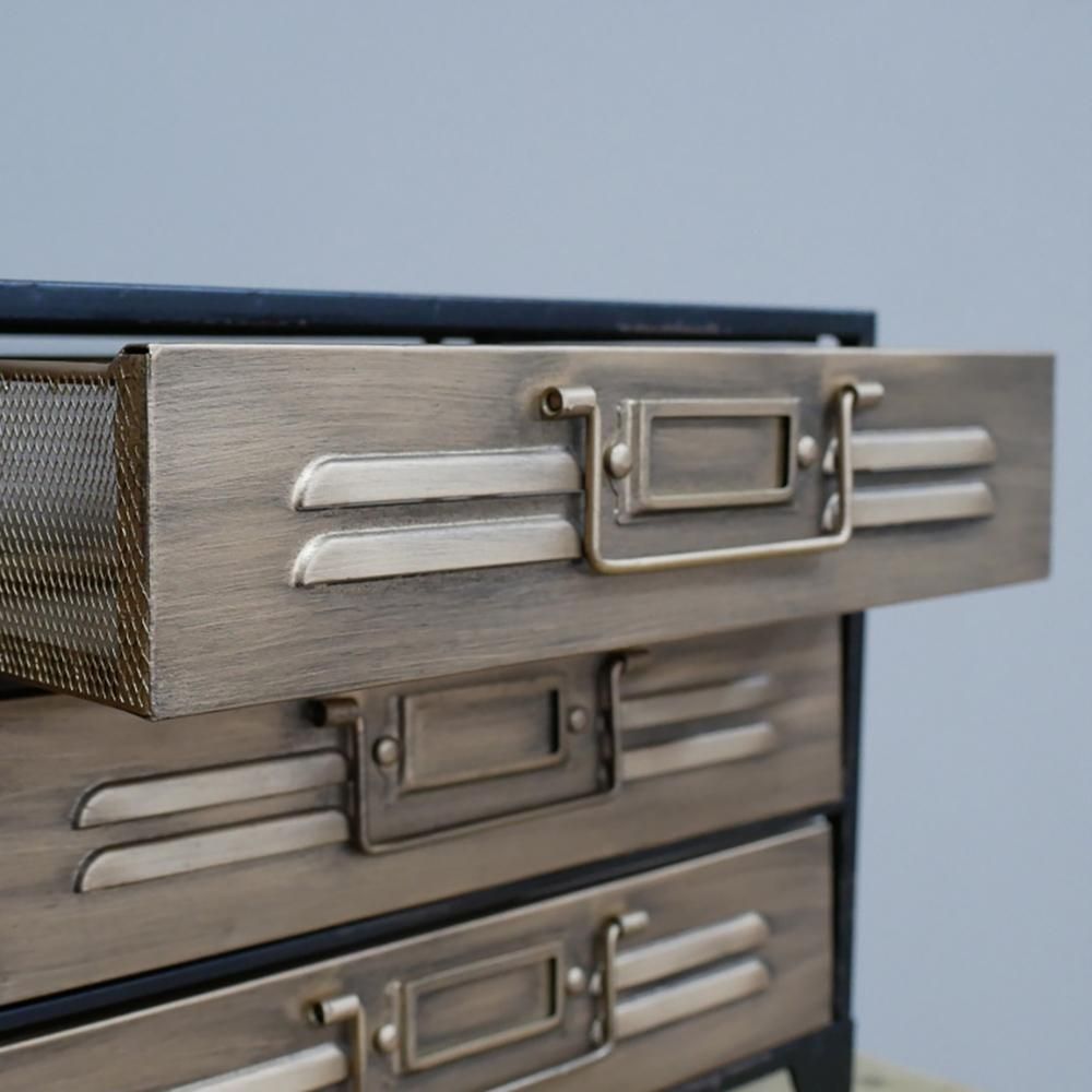 Close-Up of Open Drawers on Industrial Style Standard Storage Unit