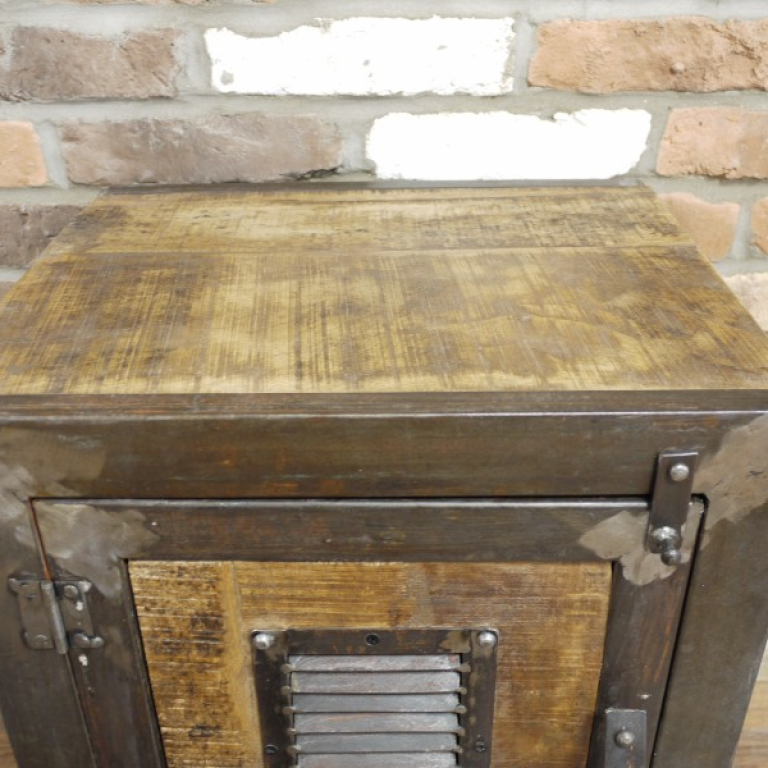 Close-up of the Top of the Iron & Wood "Safe" Cabinet