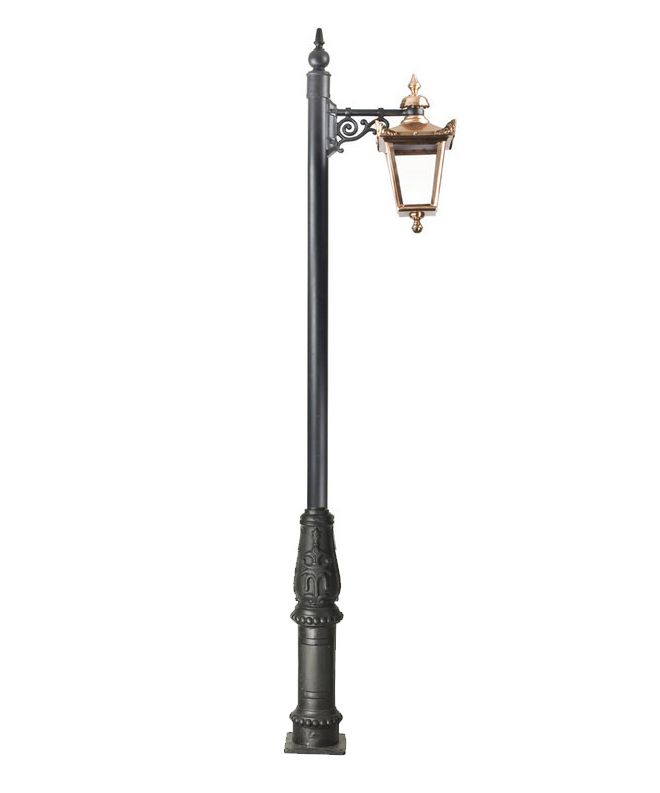Black Ironbridge Lamp Post Set with a Copper Lantern