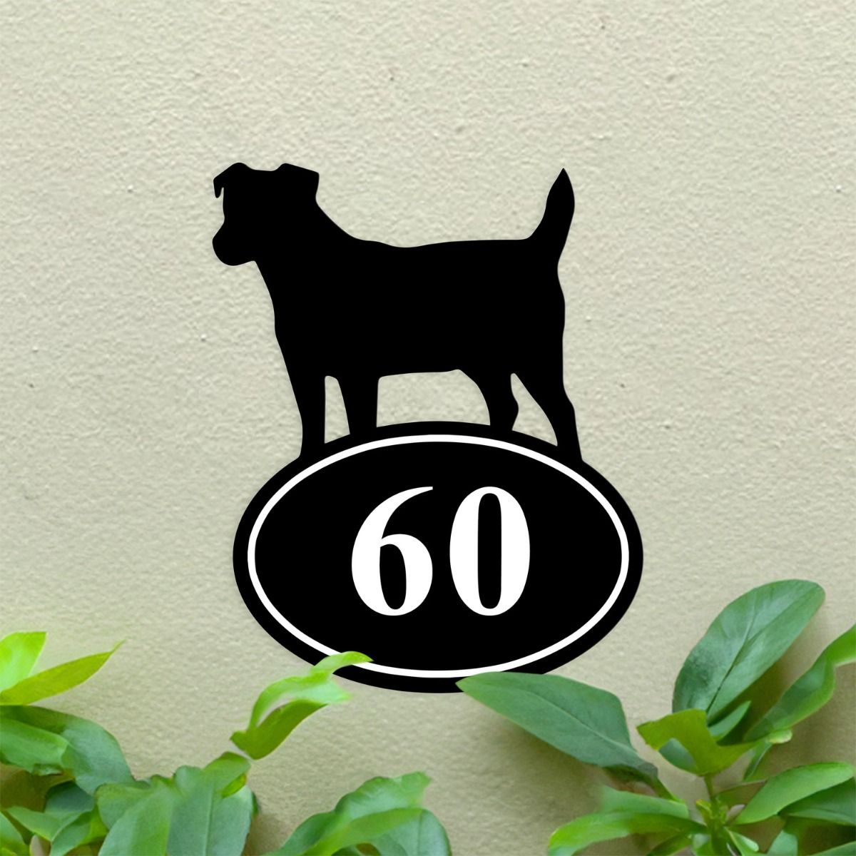 Jack Russell Iron House Number Sign