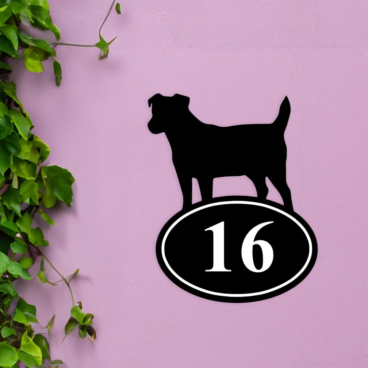 Jack Russell Iron House Number Sign