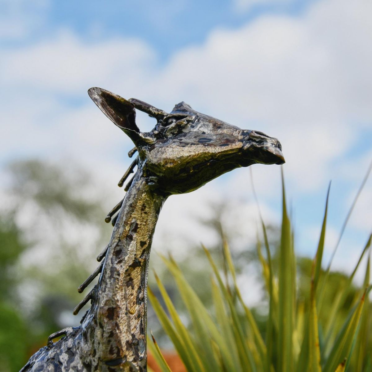 Close up of Recycled Giraffe Sculpture 