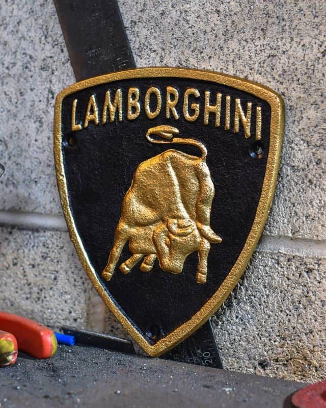 "Lamborghini" Cast Iron Automobilia Reproduction Sign - Thumbnail