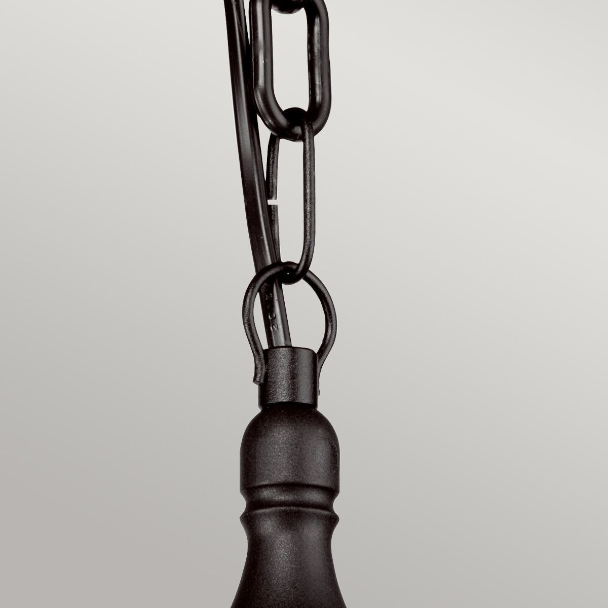Lambton Traditional Hanging Chain Lantern in Midnight Black Chain Close Up